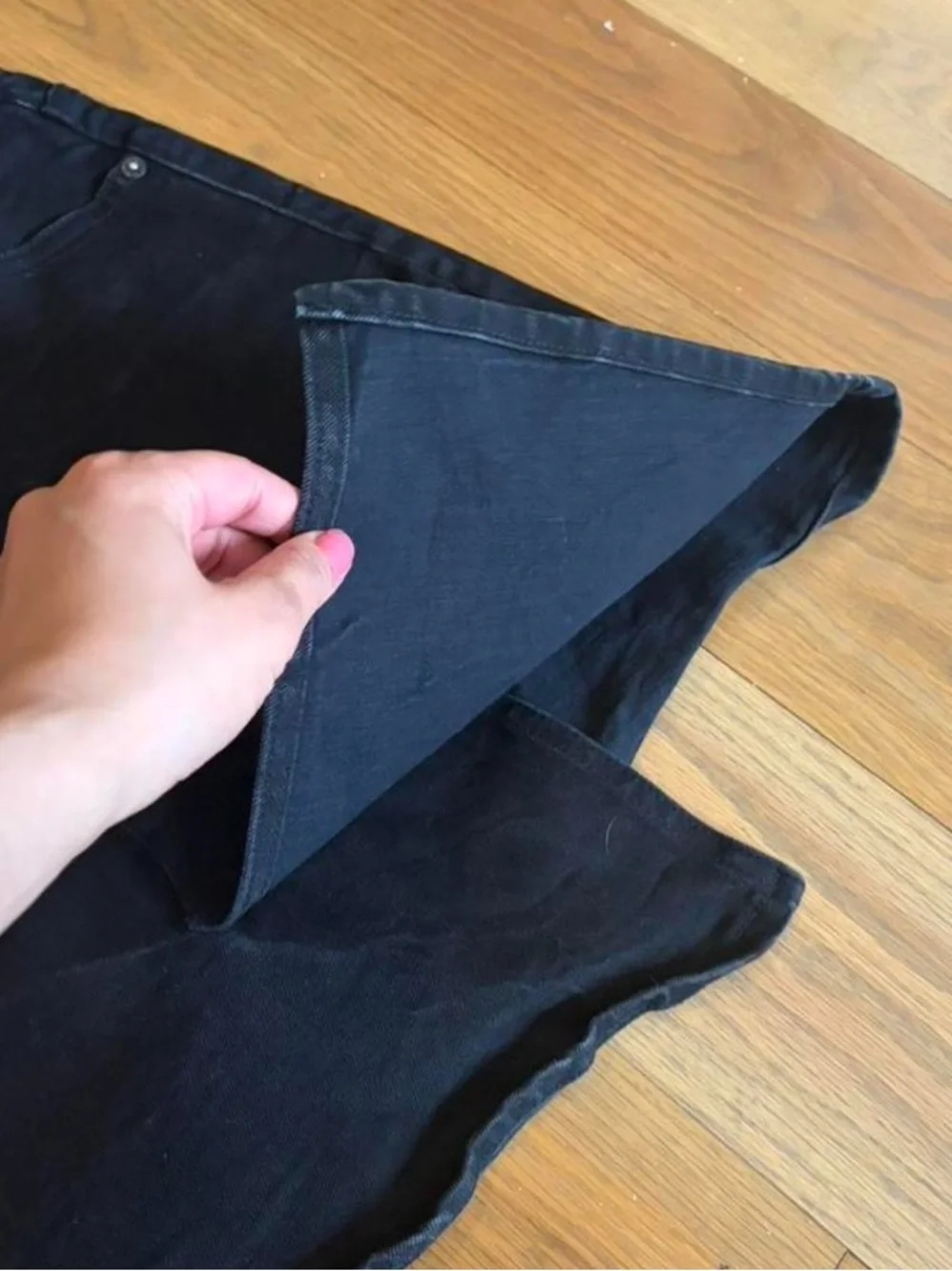 Vigoss Black Asymmetric Denim Jean Skirt